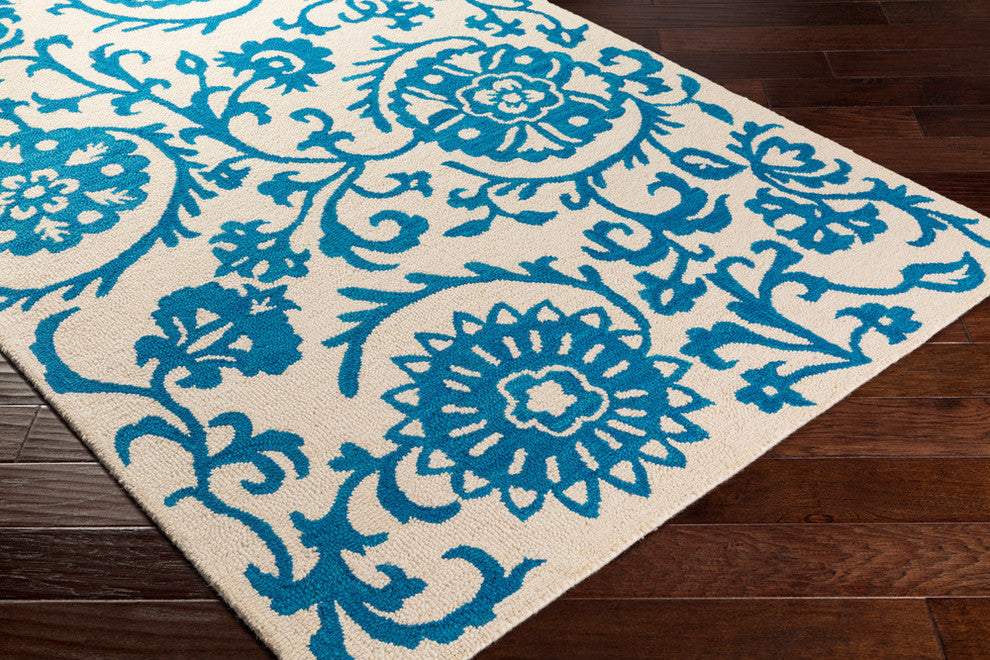 Surya Rhodes RDS-2314 9'x13' Rug, Ivory/Bright Blue