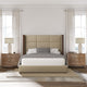Nativa Interiors Irenne Square Tufted Bed, Flax, Queen, Medium 67"