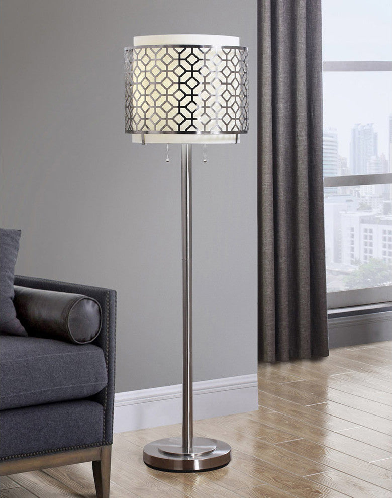 MELROSE Metal Lamp, Brushed Nickel, 61"