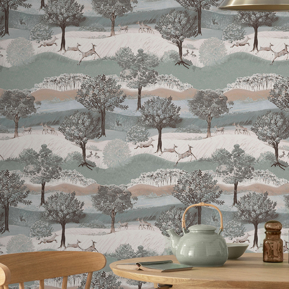 Laura Ashley Hartingdon Jade Green Removable Wallpaper