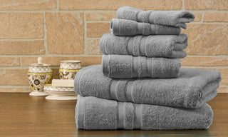 Bibb Home 6pc Oversized Solid Towel Set, Grey