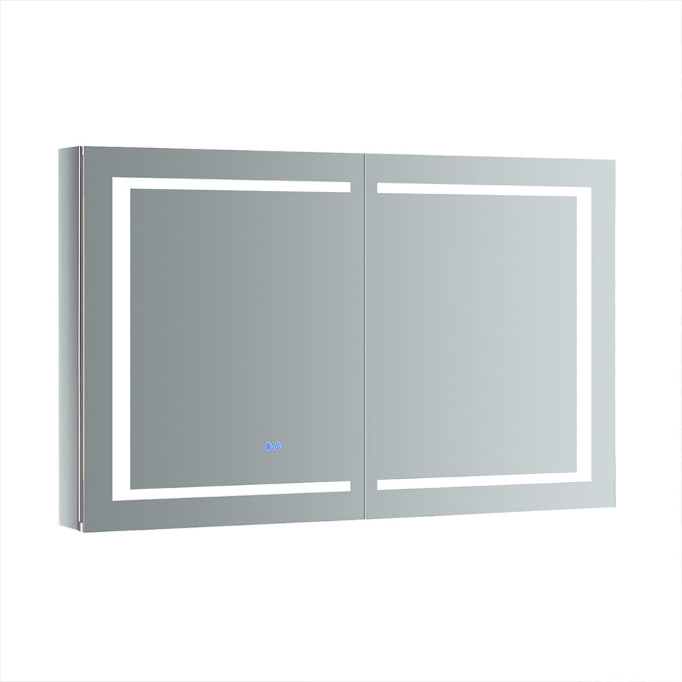 Spazio Bathroom Medicine Cabinet With LED Lighting and Defogger, 48"x30"