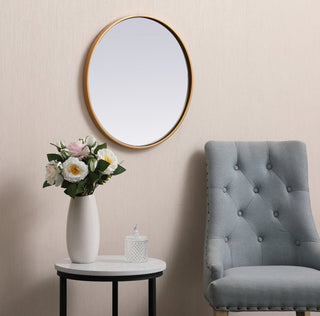 Elegant Decor MR4821BR Metal Frame Round Mirror, 21", Brass