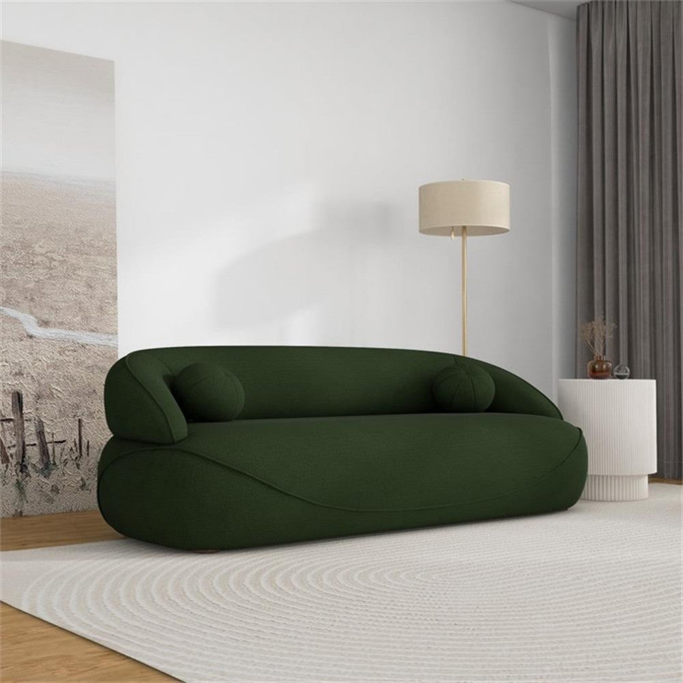 Borsan Modern Luxury Japandi Style Boucle Fabric Curvy Sofa Couch in Green