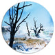 Beautiful Land With Dry Trees, Landscape Disc Metal Artwork, 11"