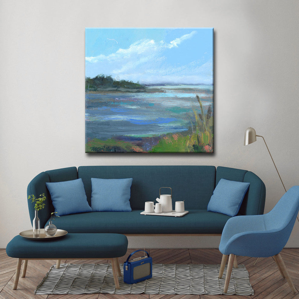 Coral and Blues' Ready2HangArt Canvas by Leslie Owens, 16"x16"