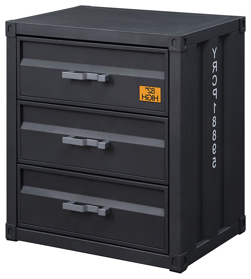 ACME Cargo 3-Drawer Chest, Gunmetal Finish