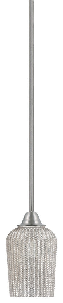 Paramount 1-Light Mini Pendant, Brushed Nickel, 5" Silver Textured Glass