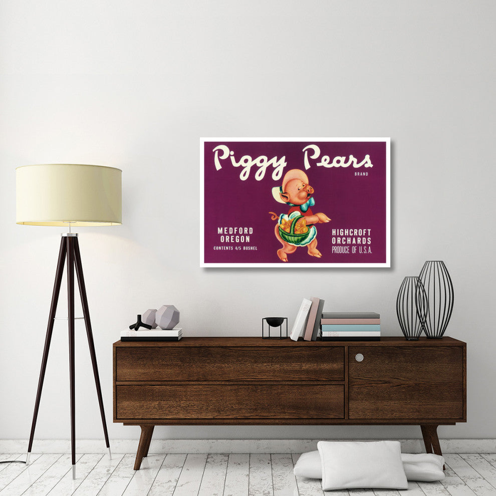 "Piggy Pears Crate Label" Digital Paper Print by Retrolabel, 46"x31"
