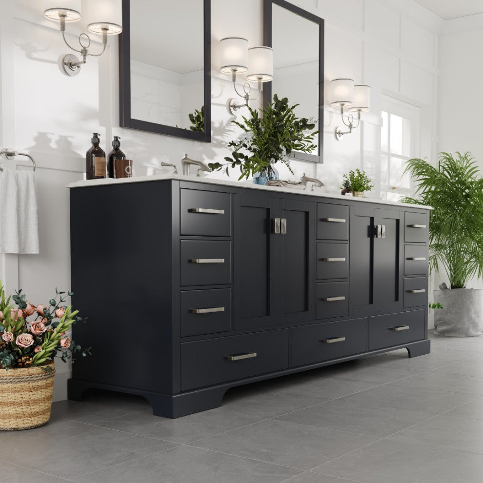 Eviva Storehouse 84" DS Freestanding Bathroom Vanity, Deep Gray