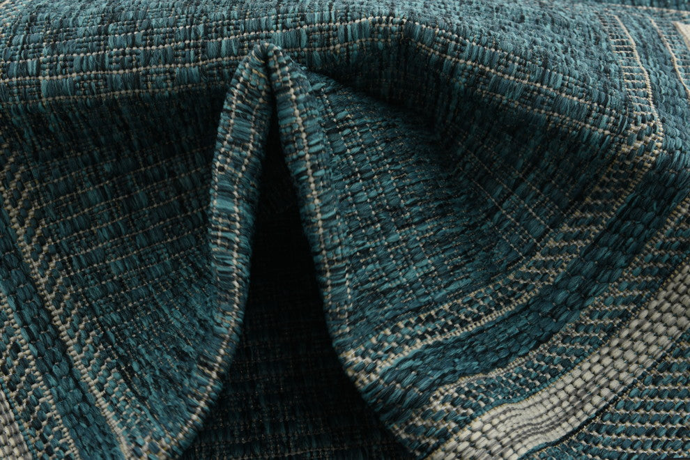 Unique Loom Teal Soft Border Outdoor 2'' 0 x 6'' 0 Runner Rug