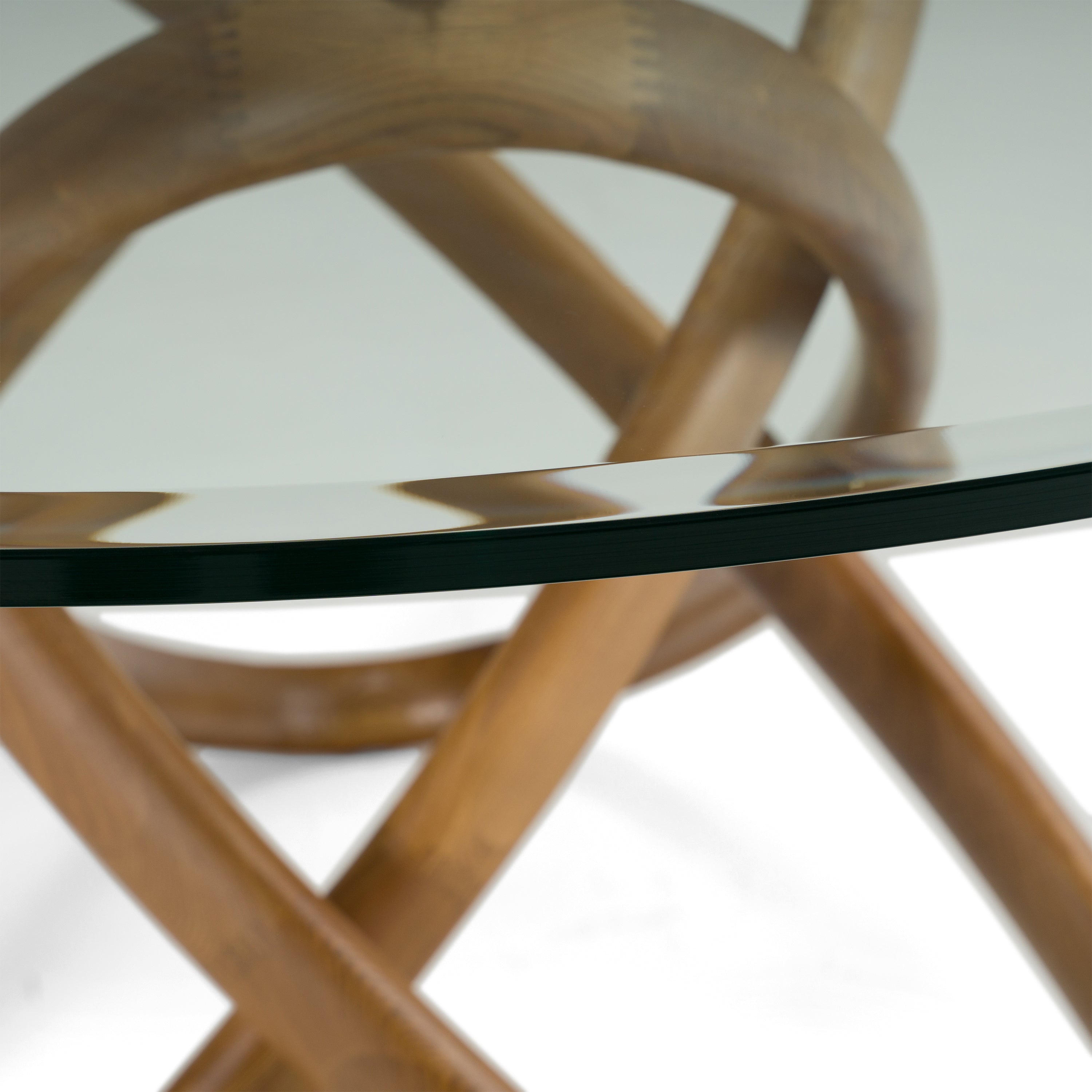 Modrest Mason Modern Round Glass and Walnut Dining Table