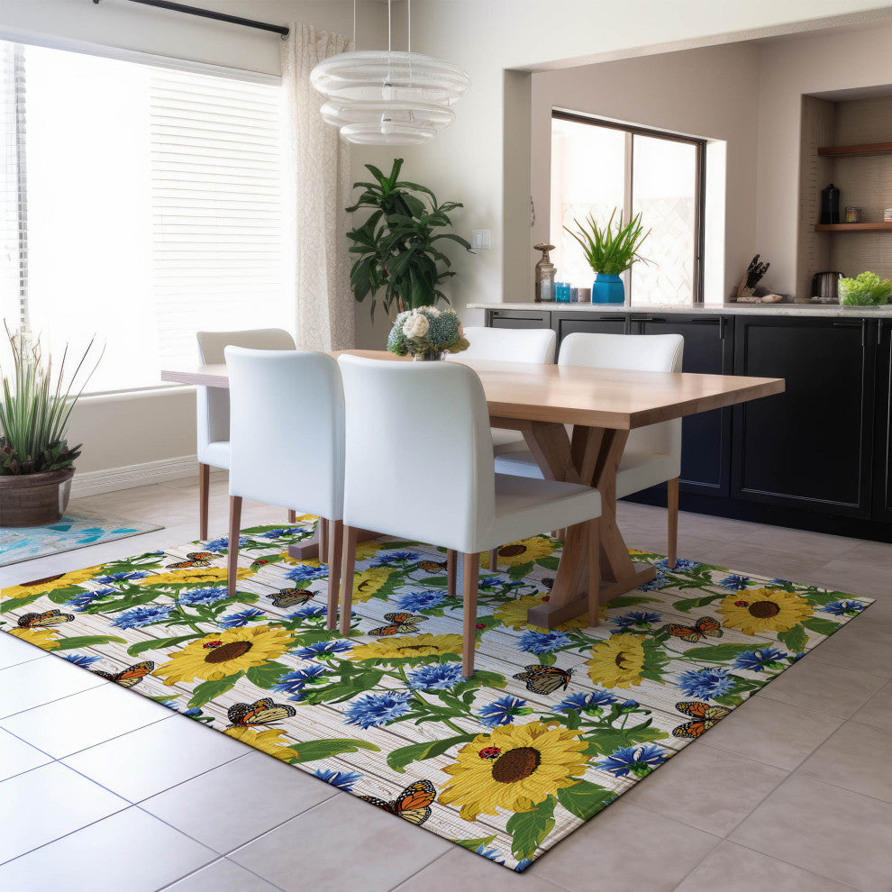 Indoor/Outdoor Kendall KE16 Putty Machine Washable 8' x 10' Rug