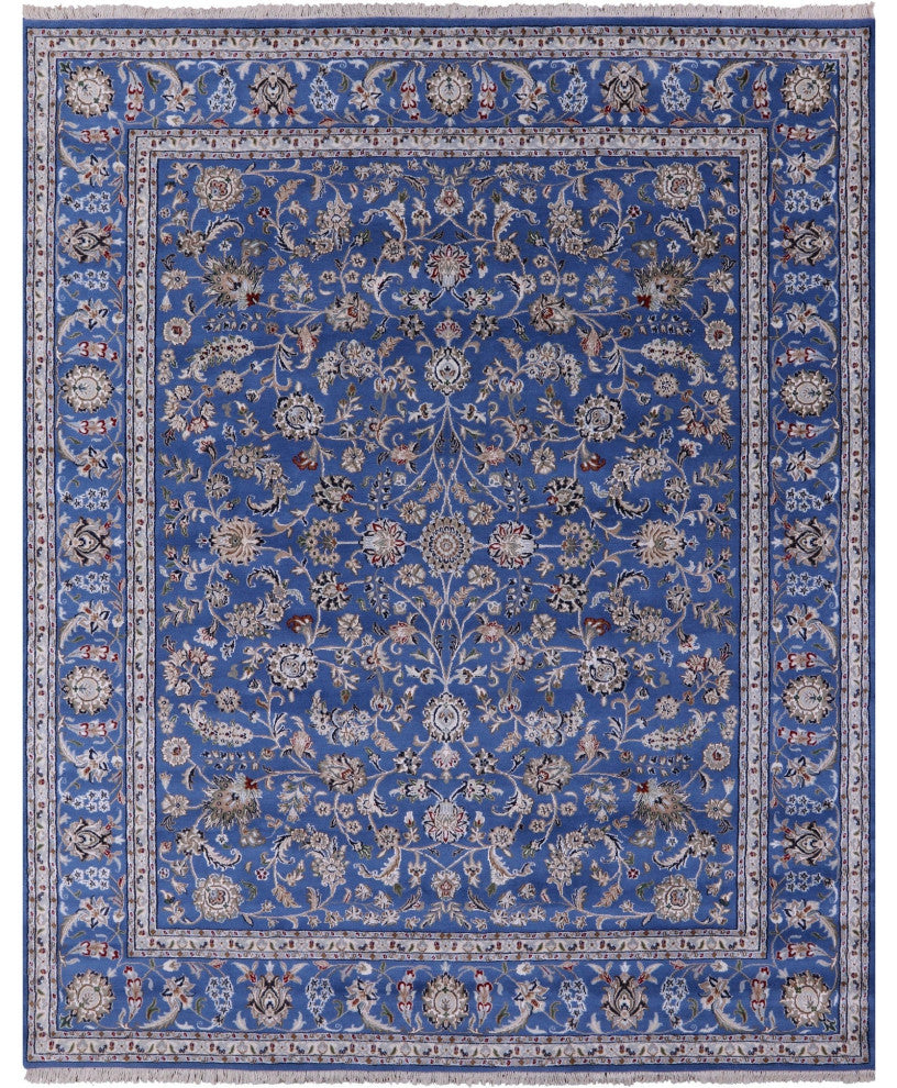 8' 0" X 10' 1" Hand Knotted Wool & Silk Persian Nain Rug - Q14887