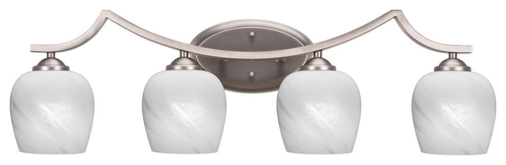 Zilo 4 Light Bath Bar Shown, Graphite Finish With 6" White Marble Glass