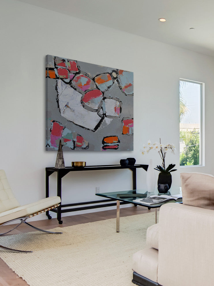 "Shapes in Flux" Painting Print on Wrapped Canvas, 24"x24"