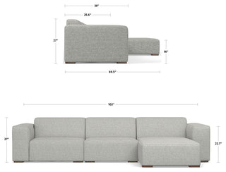 Rex Right-Facing Modular Sectional Sofa in Tightly Woven Performance Fabric