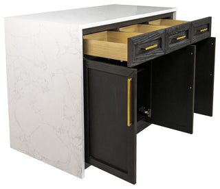 Palisade 48" Kitchen Island, Dark Oak, Engineered Marble