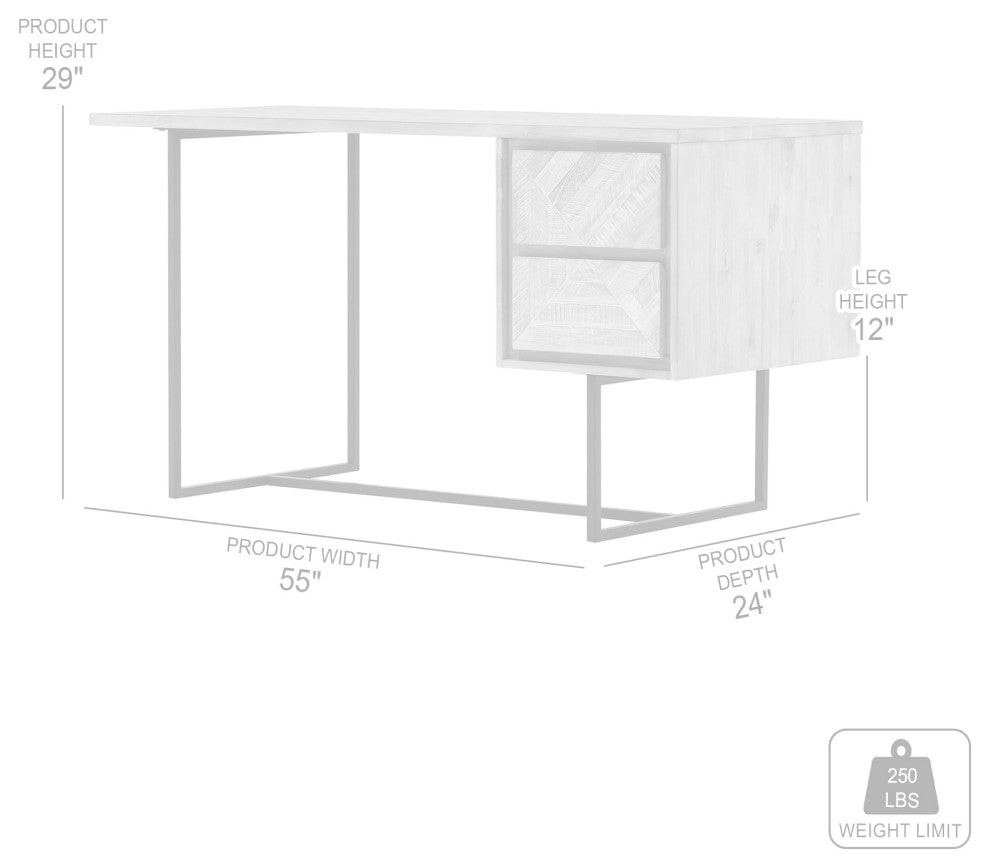 Peridot 2 Drawer Desk, Natural Acacia Wood