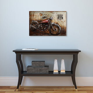 "Motorcycle" Wall Art Mixed Media Iron Hand Painted Dimensional Wall Sculpture