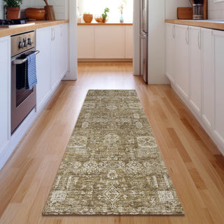 Premium Machine Washable Mayfield AMF637 Brown 2'3" x 7'6" Runner Rug