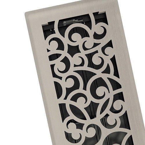 Wonderland Floor Register, Brushed Nickel, 4x12