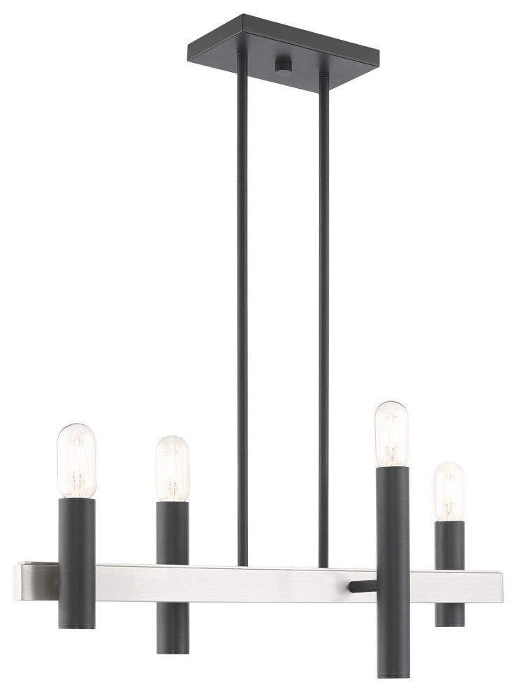 Livex Helsinki 4 Light Scandinavian Gray, Brushed Nickel Linear Chandelier