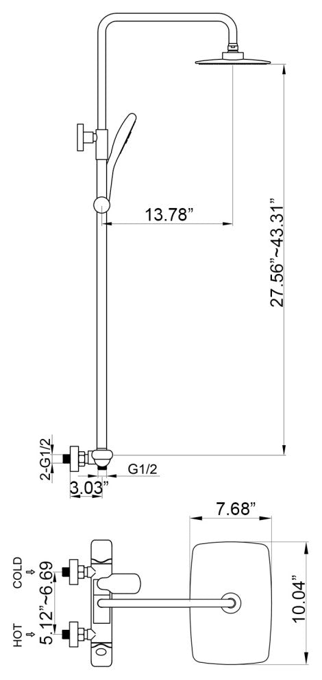 Luxury Thermostatic Complete Shower System With Rough-In Valve
