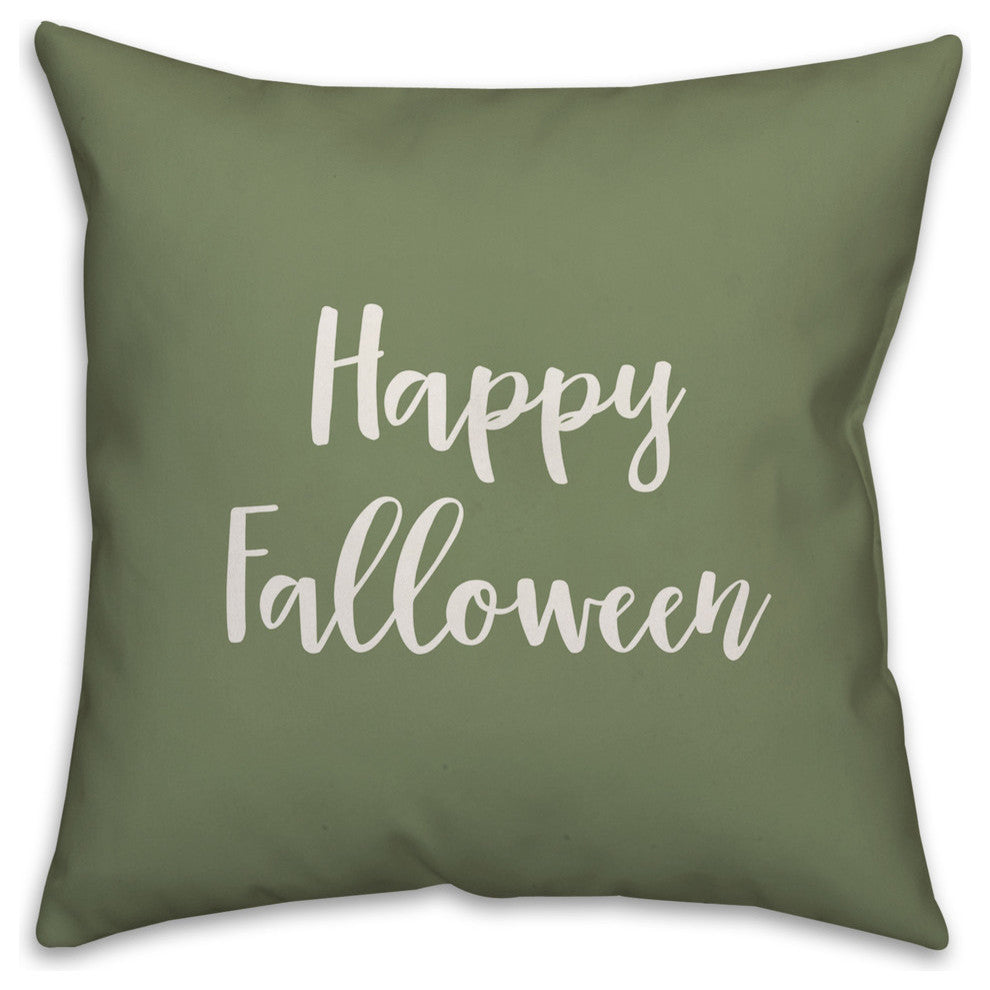 Happy Falloween in Green 18x18 Throw Pillow