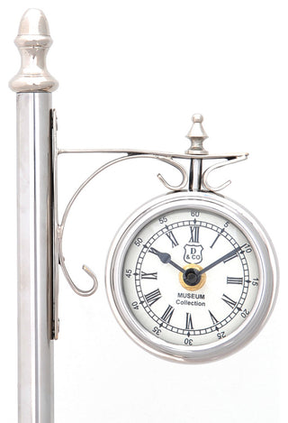 8" X 3.75" X 16.25" Brassalum. Lamp Post Clock One Sided