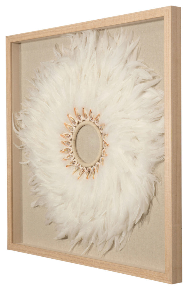 HUJI Feather & Shell Wreath Shadow Box Wall DÃ©cor - Single Ring