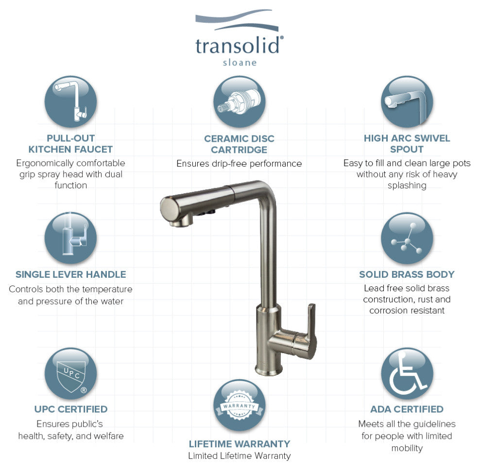 Transolid Sloane Pull-Down Kitchen Faucet, Luxe Stainless