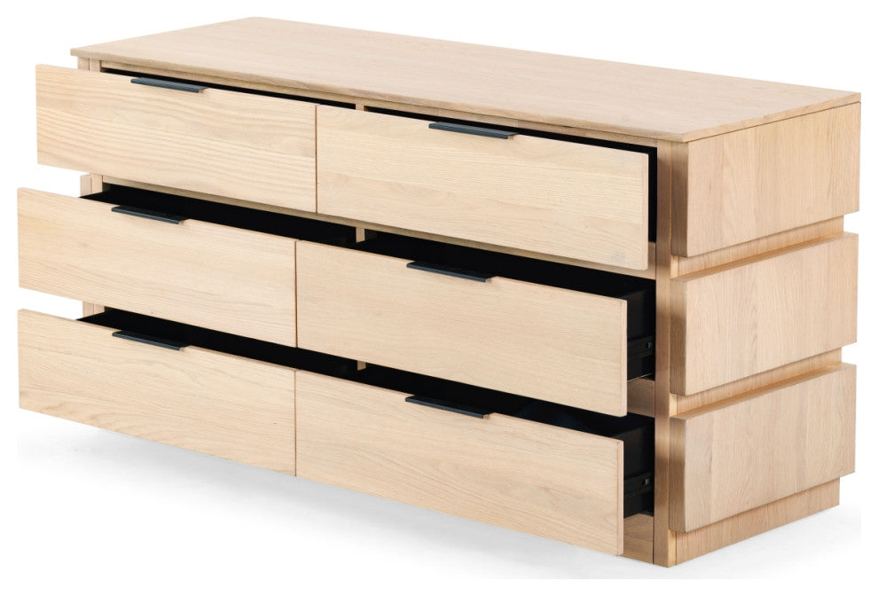 Safavieh Couture Titus 6 Drawer Stacked Dresser, Oak