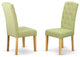 Celina Parson Chair With Oakleg And Linen Fabric-Lime Light Color - Set Of 2