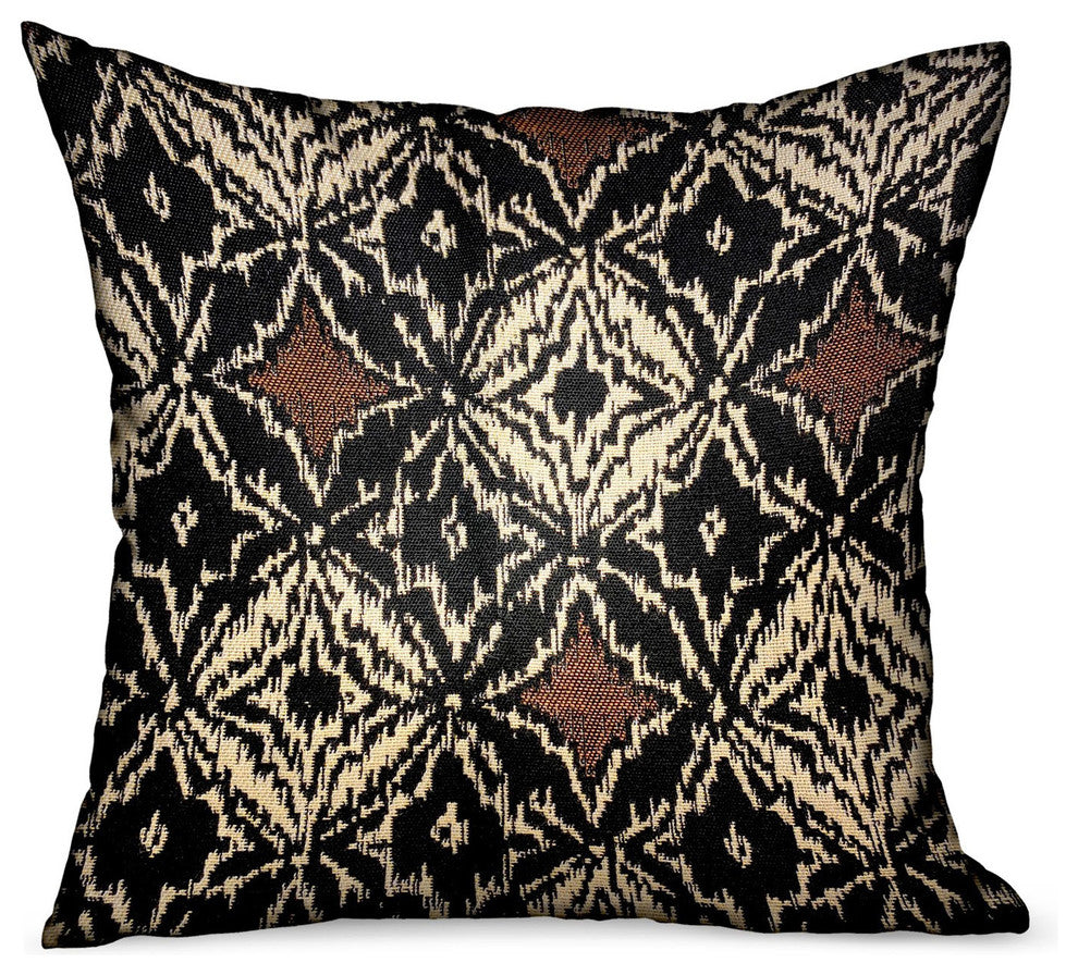 Plutus Daliah Ice Black Chevron Luxury Outdoor/Indoor Throw Pillow, 16"x16"