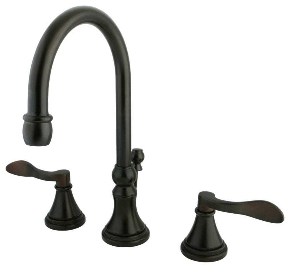 Kingston Brass Widespread Bathroom Faucet With Brass Pop-Up, Oil Rubbed Bronze