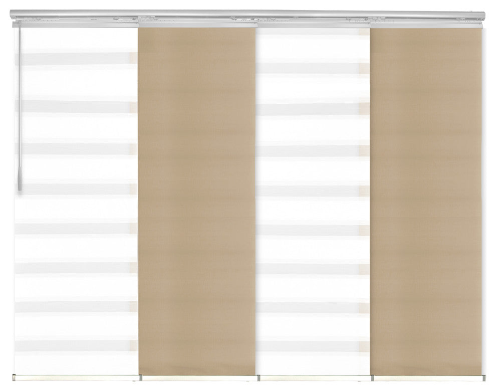 Blanched White-Bisque 4-Panel Track Extendable Vertical Blinds 48-88"x94"