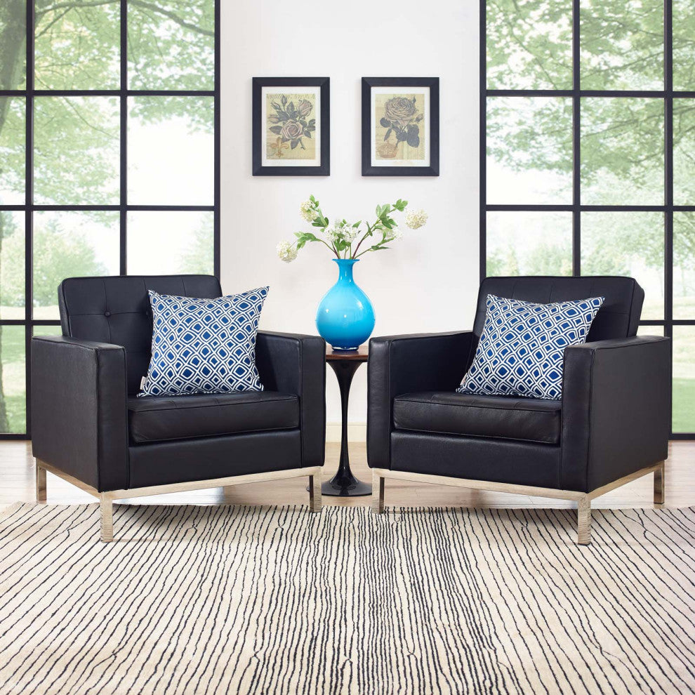 Loft 2 Piece Leather Armchair Set by Modway