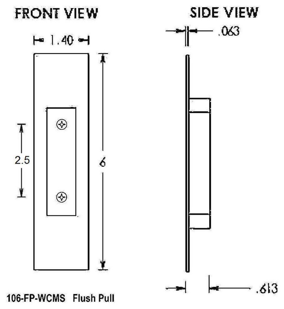 106-FP-WCMS Sliding Door/Window Flush Pull, Satin Stainless Steel