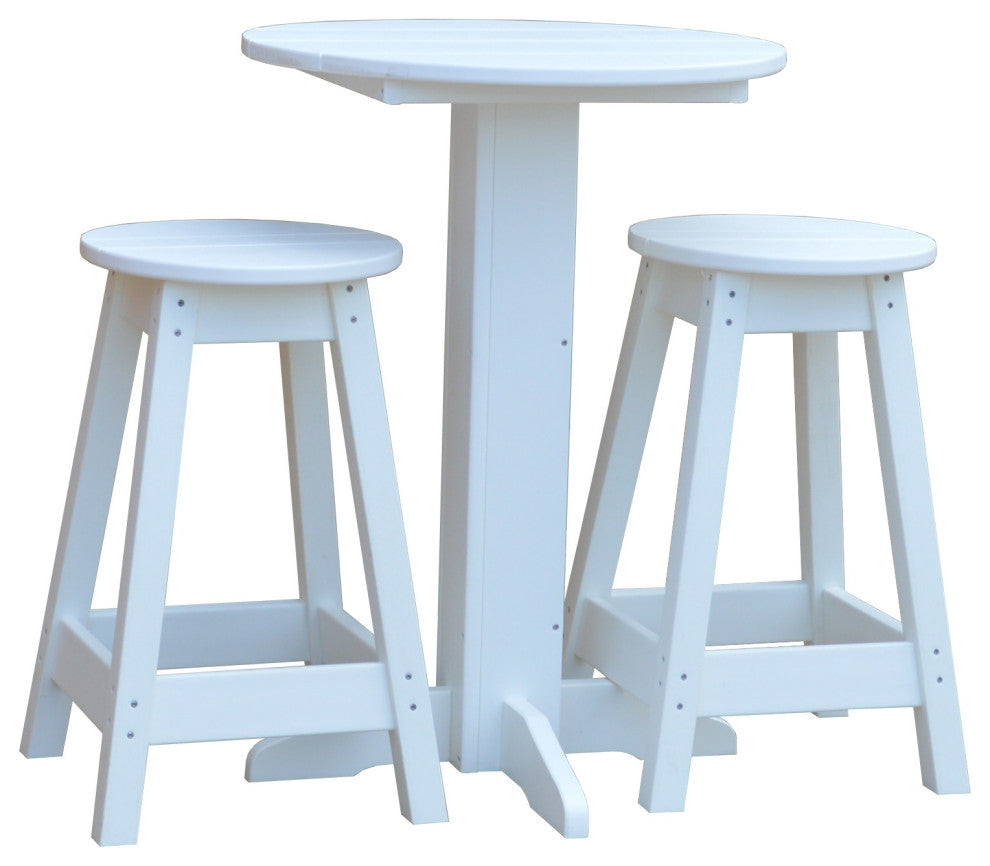 Poly Lumber Bistro Set, White, Round