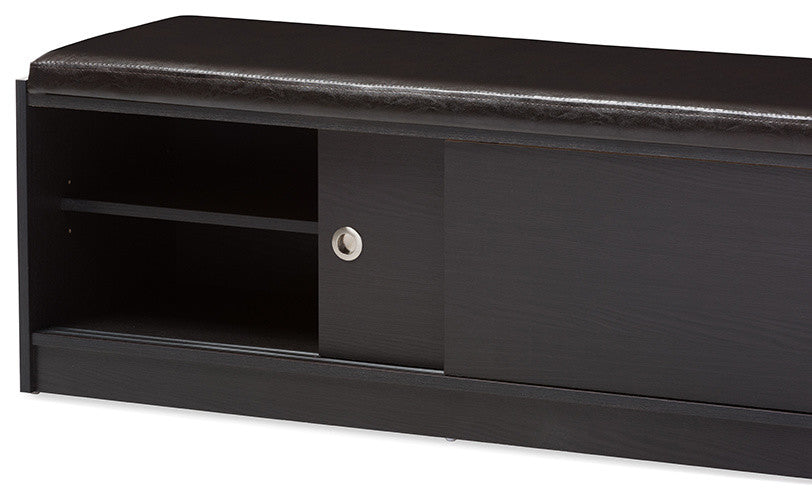 Wood Entryway Storage Cushioned Bench Shoe Rack Cabinet Organizer