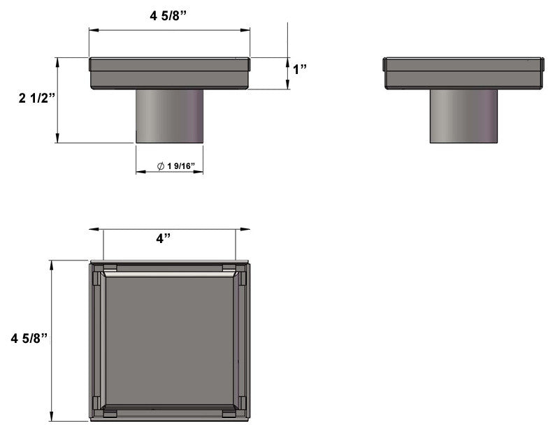 Square Shower Drain Flat Cover, Stainless Steel