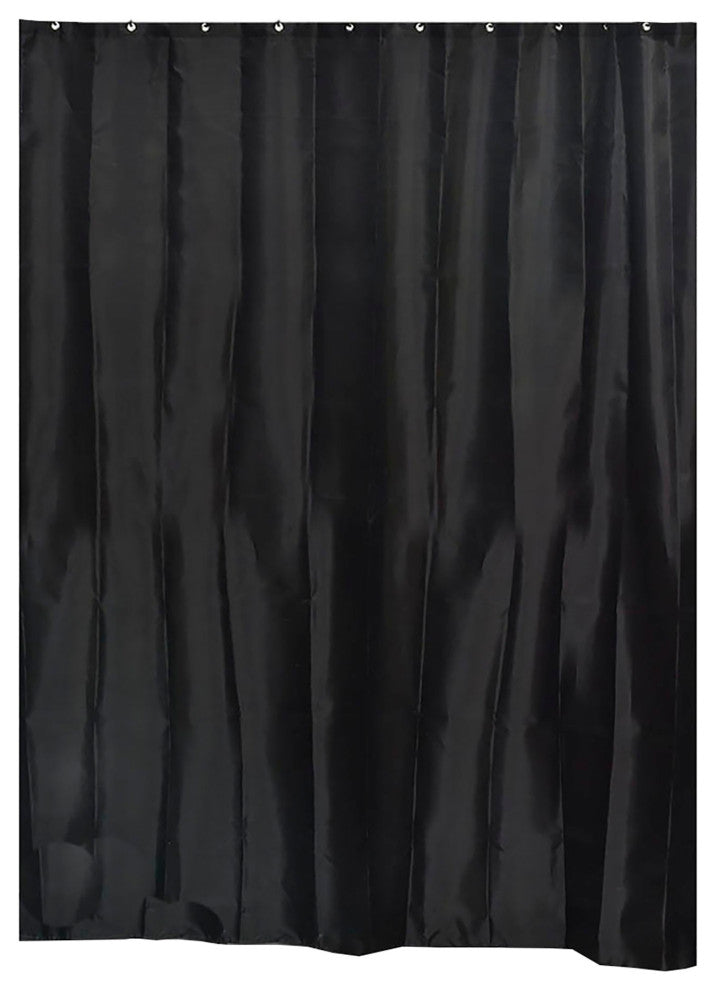 Extra Long Shower Curtain Polyester 12 Rings 79L x 71W, Black