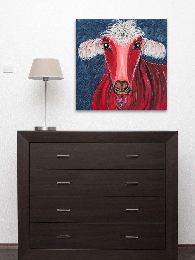 "Rojo" Painting Print on Wrapped Canvas, 32"x32"