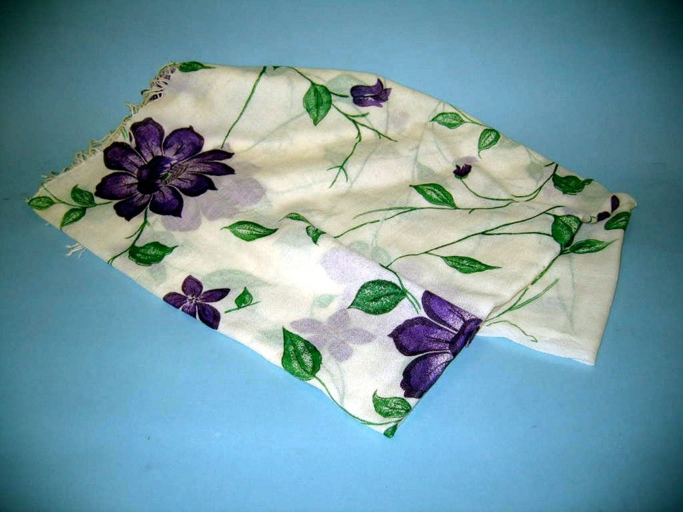 Floral Wool Gauze Throw, Lilac