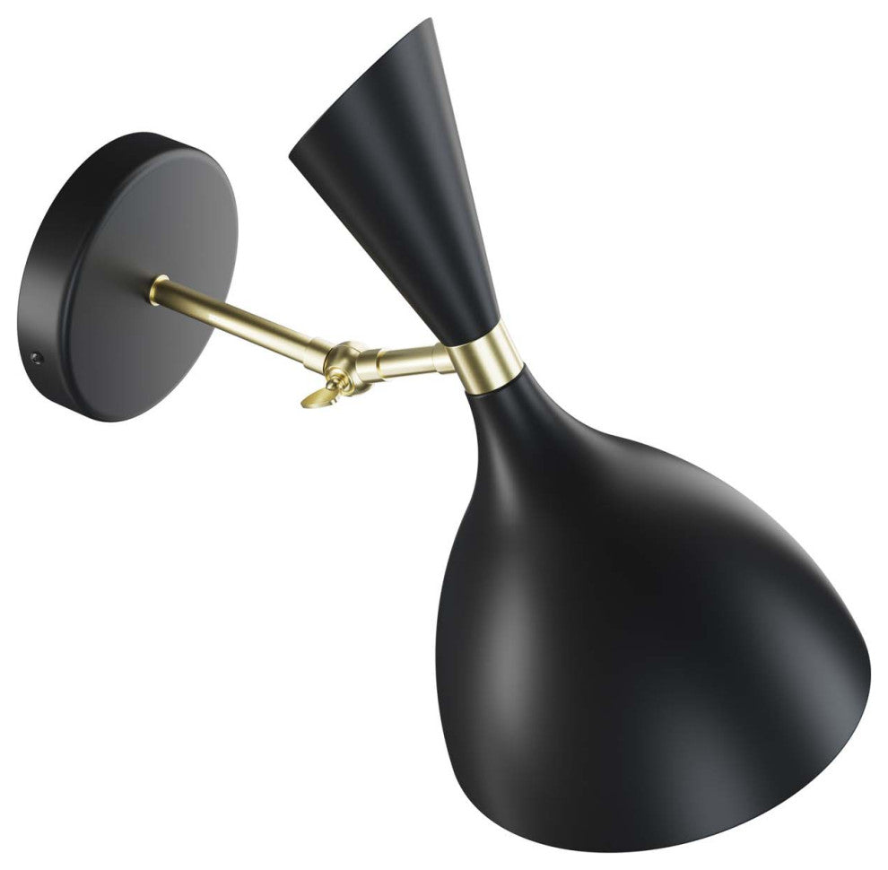 Sconce Wall Lamp Light Fixture, Black, Metal, Modern Cafe Bistro Hospitality