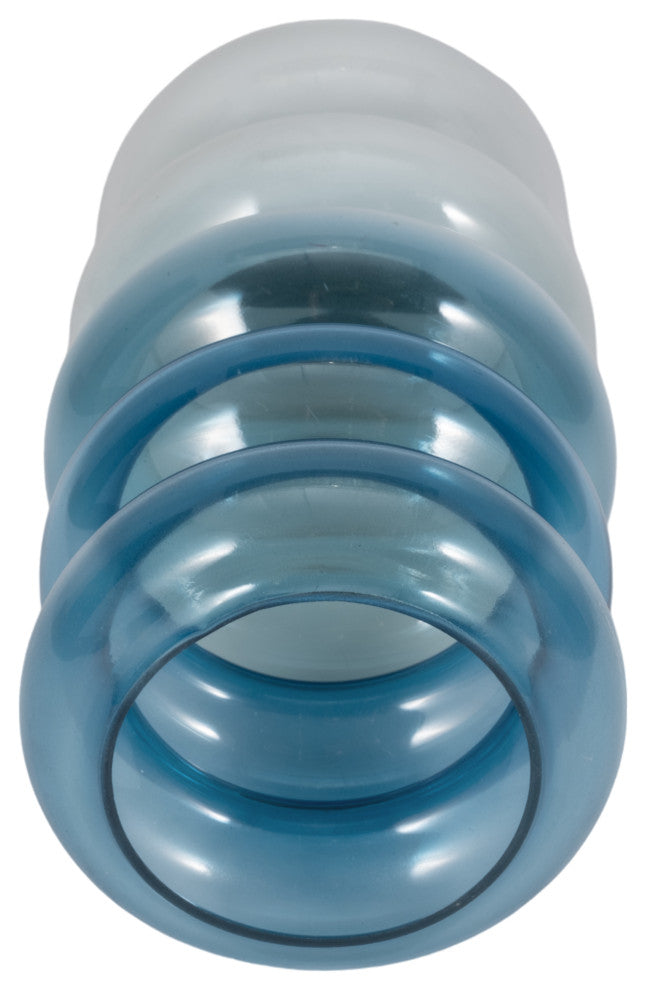 Glass, 12"H Accordion Vase, Blue