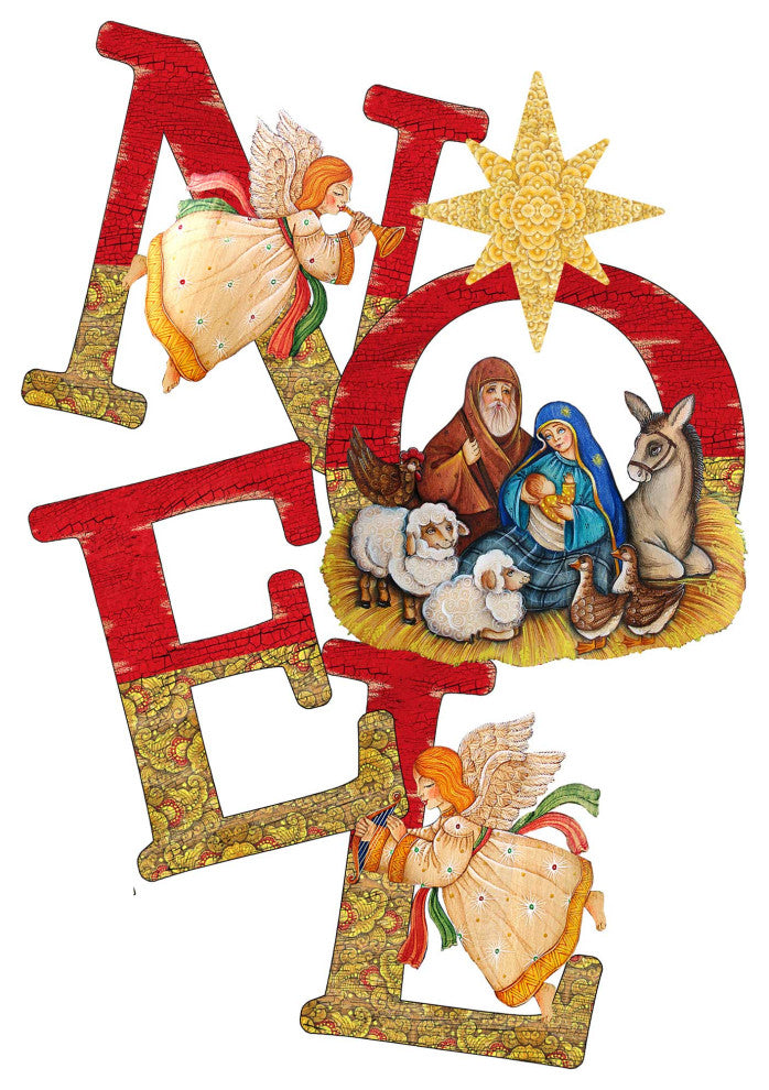Noel Nativity Wooden Door Hanger