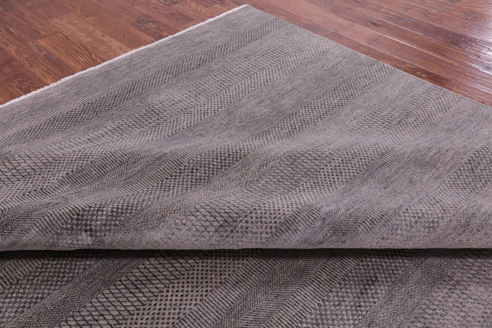 9' 0" X 12' 3" Gabbeh Savannah Grass Handmade Wool and Silk Rug Q6731