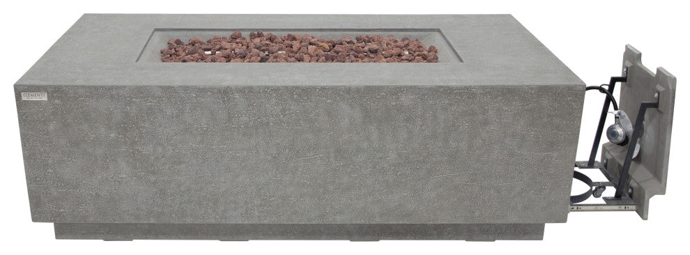 Andes Light Grey Rectangle Concrete Hidden Tank Fire Table